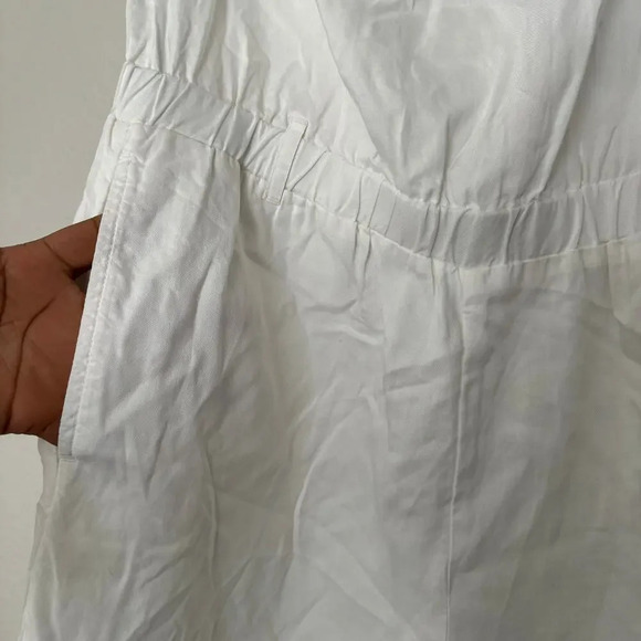 Cloth & Stone Women's One Piece Jumpsuit M White 100% Tencel Wide Legs Pockets - Picture 6 of 9